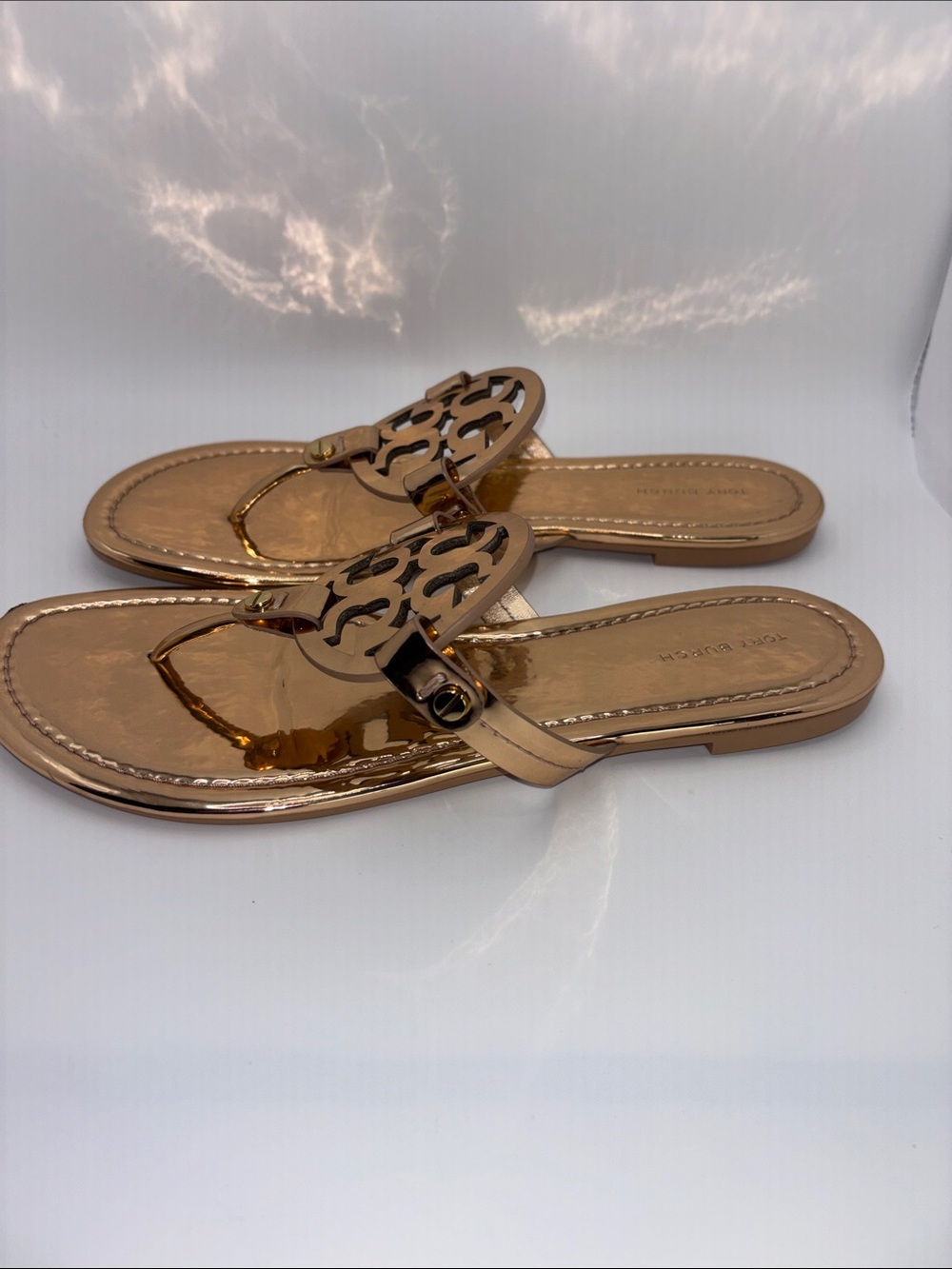 Tory Burch Metallic Rose Gold Metallic Miller Thong Sandals - Picture 10 of 11
